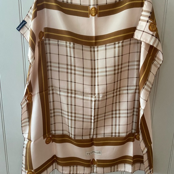 Baby pink vintage Burberrys checked silk scarf - Picture 5 of 5